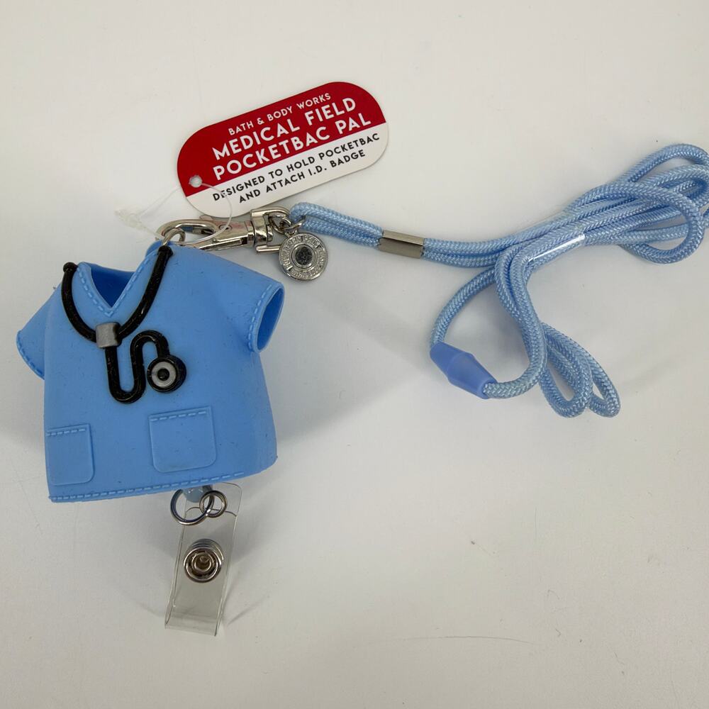 Bath & Body Works Medical Field Pocketbac Pal Holder Lanyard ID Blue Scrubs NEW